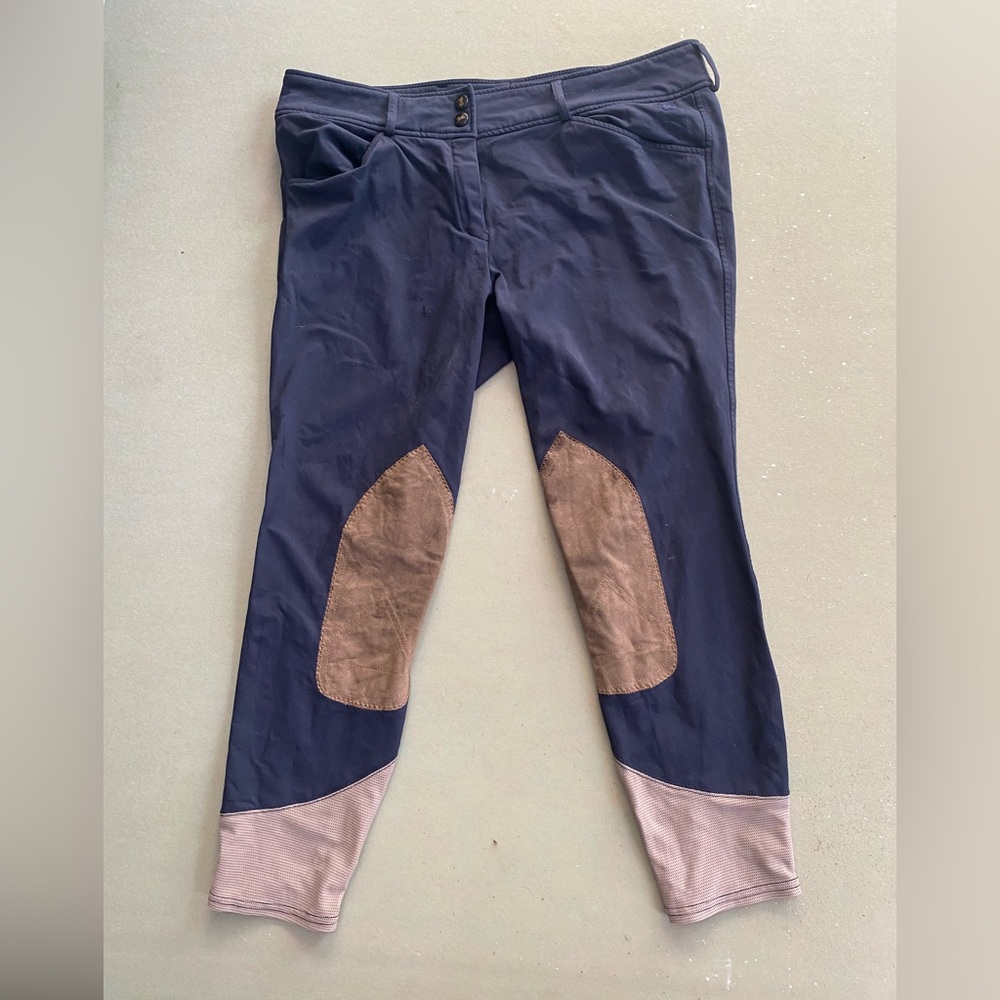 RJ Classic Breeches 32R Mid Rise Knee Patch Blue